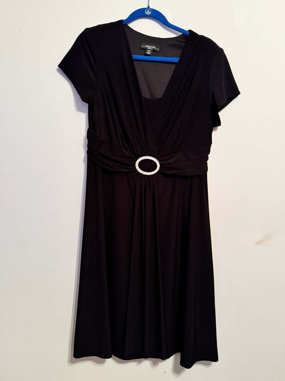 R&M Richards Woman Black Embellished Waist Dress Size 14W